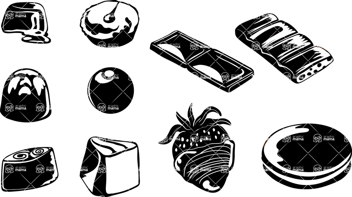 Vector silhouettes - Vector Chocolate Desserts Silhouettes Set